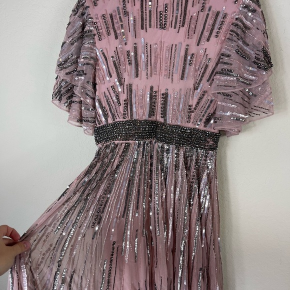 Mac Duggal Gown 93582 Embellished Sequin Belted Evening Dress Vintage Rose Sz 6 - Picture 9 of 12